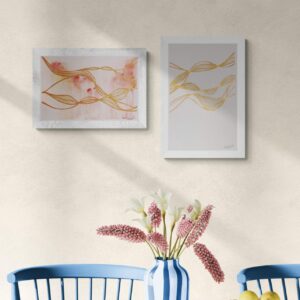 Duo Linhas Fluídas -  Aquarela e acrílica dourada